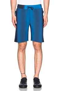 Calvin Klein Collection Kelly Performance Wave Print Shorts In Blue,ombre & Tie Dye