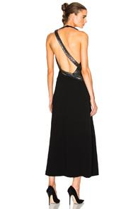 Mugler Fitted Cady & Lace Chain Gown In Black