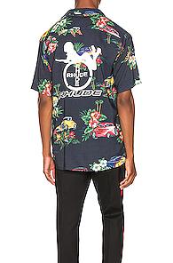 Rhude Hawaiian Shirt Girl In Black,tropical