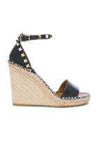 Valentino Leather Rockstud Espadrilles In Black