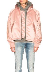 Fear Of God Satin Hooded Bomber In Pink