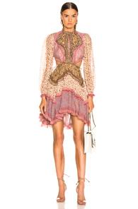 Zimmermann Juniper Cut Out Floating Dress In Paisley,neutral,floral,purple