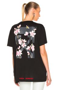 Off-white Cherry Flower Oversized Tee In Black