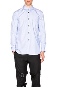 Comme Des Garcons Shirt Contrast Stitch Button Down In Blue,stripes
