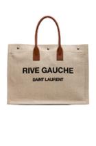 Saint Laurent Large Canvas & Leather Rive Gauche Noe Tote In Neutral