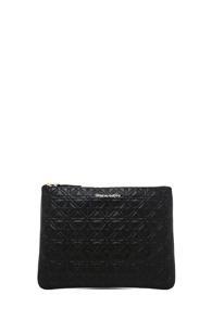 Comme Des Garcons Star Embossed Pouch In Black,geometric Print