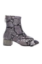No. 21 Snakeskin Embossed Bow Booties In Gray,animal Print