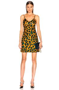 Ashish Sequin Slip Dress In Orange,animal Print
