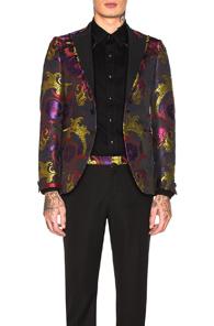 Versace Evening Jacket In Black,paisley,purple,pink,yellow