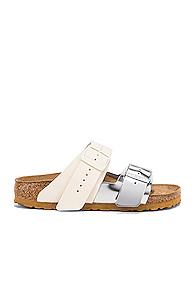 Rick Owens X Birkenstock Combo Arizona Sandal In Metallic,white
