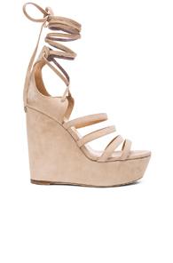 Tamara Mellon Yosemite Suede Wedge Sandals In Neutrals