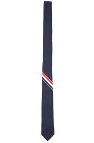 Thom Browne Classic Engineered Stripe Tie In Blue