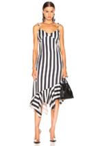 Marques ' Almeida Slip Peplum Dress In Black,stripes,white