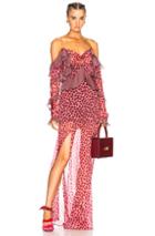 Raquel Diniz Talia Cold Shoulder Maxi Dress In Red, Pink,stripes,floral