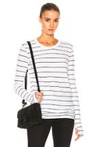 Enza Costa Cashmere Loose Crew Tee In White,stripes