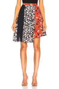 Acne Studios Hanni Print Skirt In Black,floral,orange