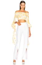 Ellery High Noon Frill Sleeve Crop Top In White,floral