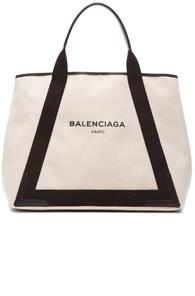 Balenciaga Navy Medium Cabas In Neutrals