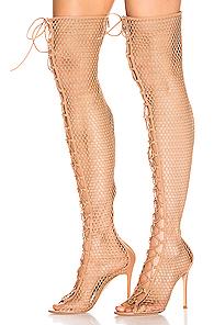 Gianvito Rossi Helena Knee Lace Up Boot In Neutral