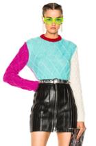 Fausto Puglisi Color Block Crop Knit Sweater In Blue,pink