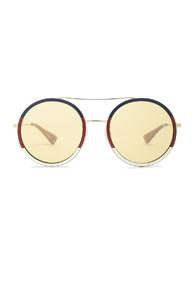 Gucci Web Block Sunglasses In Metallics,stripes
