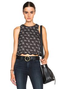 The Great Scalloped Flutter Top In Black,floral