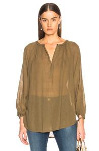 Raquel Allegra Little Peasant Top In Green