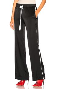 Amiri Silk Track Wide Leg Pants In Black