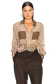 Burberry Monogram Contrast Top In Brown,neutral,novelty