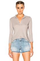 James Perse Bracelet Sleeve Polo Tee In Gray