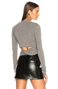 T By Alexander Wang Twist Back Cardigan In Gray