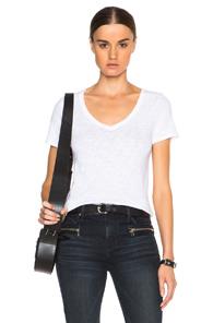 Atm Anthony Thomas Melillo Slub Jersey V Neck Tee In White