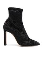Jimmy Choo Crushed Stretch Velvet Louella Boots In Black