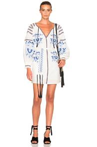 Nicholas Long Sleeve Embroidered Dress In White