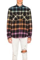 Amiri Ombre Plaid Shirt In Black,blue,plaid,orange,pink