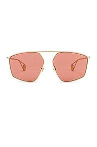 Gucci Shiny Gold Sunglasses In Metallic