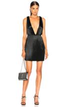 Saint Laurent Velvet Plunging Mini Dress In Black