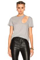 Unravel Cut Out Basic Tee In Gray