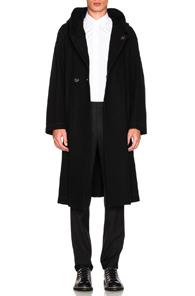 Yohji Yamamoto Hooded Coat In Black