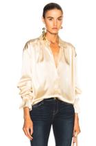 Frame Silky Long Sleeve Top In Neutrals