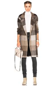 Theperfext Tonya Boxy Coat In Brown,neutrals,checkered & Plaid
