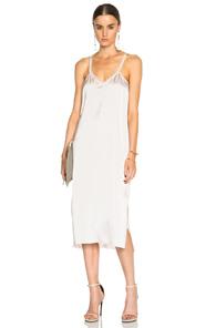 Atm Anthony Thomas Melillo Fringe Satin Cami Dress In Neutrals