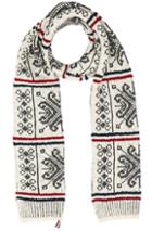 Thom Browne Norwegian Fair Isle Scarf In White,gray,abstract,stripes