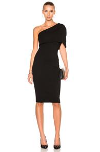 Michelle Mason Asymmetrical Cocoon Dress In Black