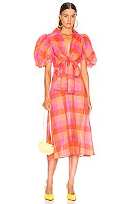Silvia Tcherassi Perth Dress In Orange,plaid,pink