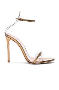 Gianvito Rossi Leather Plexi G-string Heels In Metallic Gold