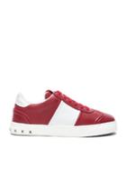 Valentino Leather Fly Crew Sneakers In Red