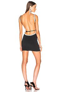 Alessandra Rich Crystal Embellishment Open Back Mini Dress In Black