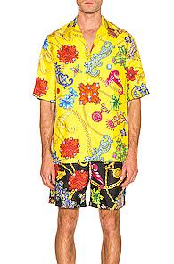 Versace Printed Shirt In Novelty,yellow