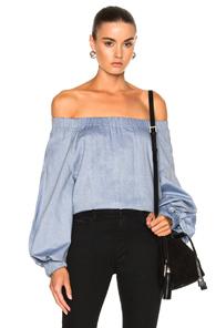 Tibi Off Shoulder Top In Blue